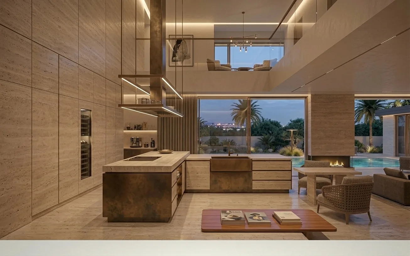 Cuisine — 16 m² — îlot en pierre